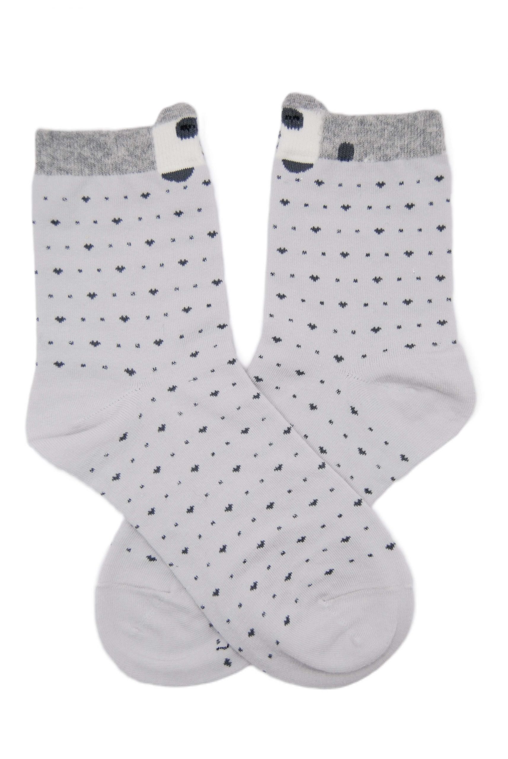 Calcetín orejitas panda gris.