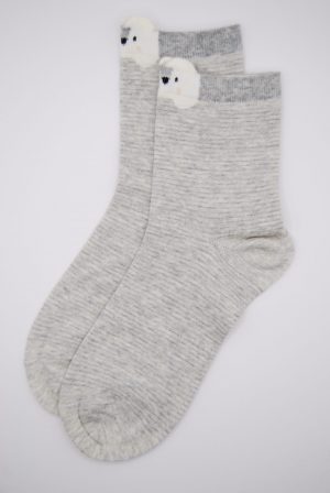 Calcetín orejitas gris plata