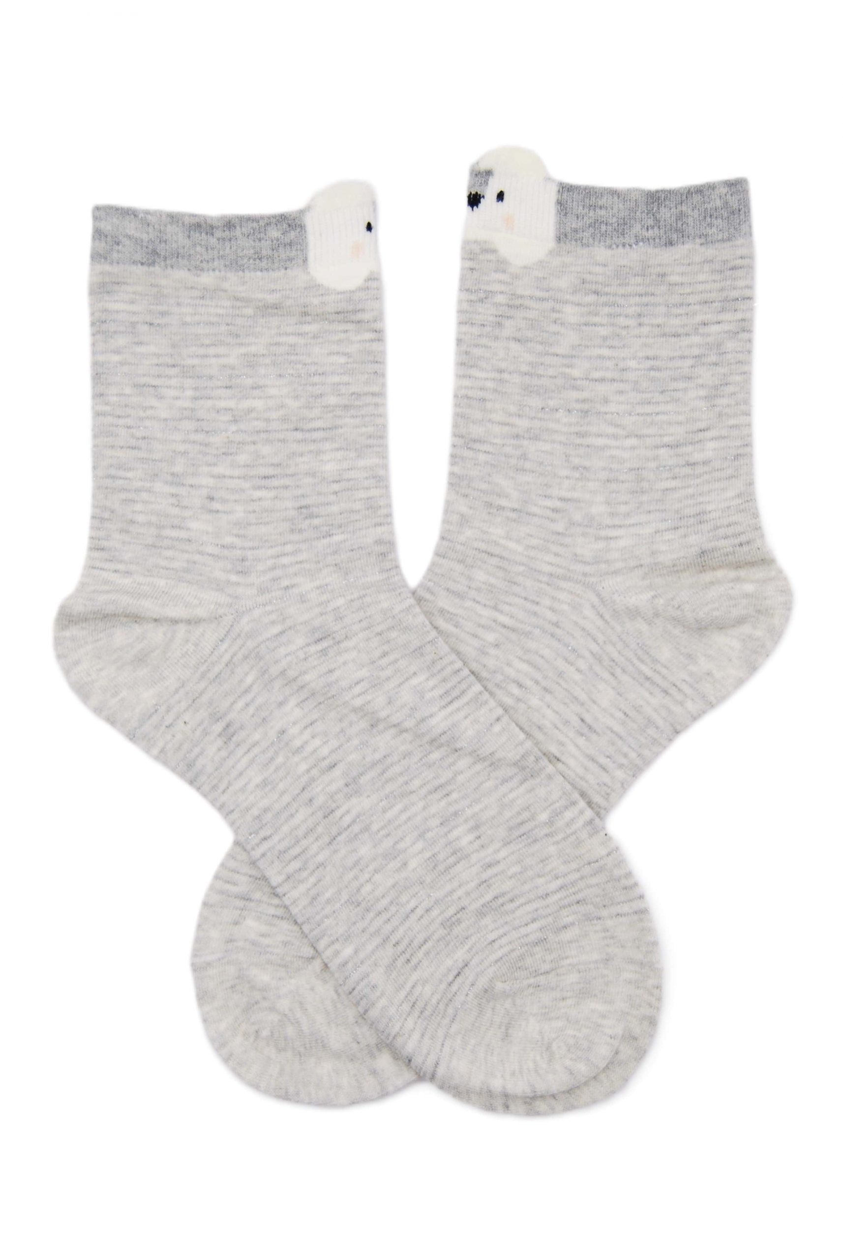 Calcetín orejitas gris plata